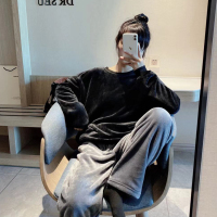 可莉允法兰绒情侣睡衣男女秋冬日系珊瑚绒加绒加厚保暖新款家居服套装韩睡衣