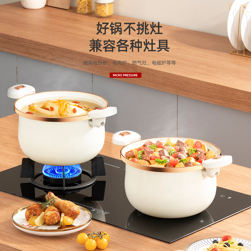 龙的--微压珐琅锅 珐琅微压汤锅家用煮锅炖锅耐高温搪瓷不粘锅 LD-TM539高清大图