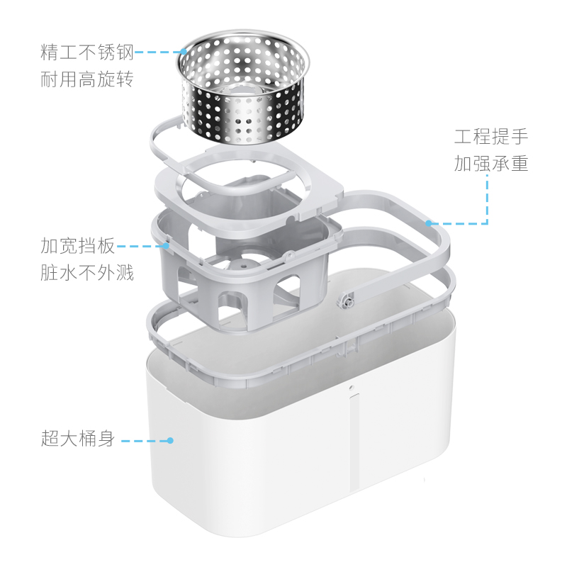 全格平板拖把免手洗家用一拖净懒人墩布企业 旋转甩水拖把QJ030401高清大图