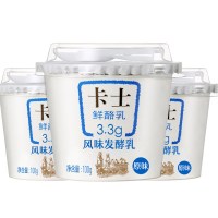 卡士鲜酪乳3.3g风味酸牛奶原味益生菌发酵乳营养早餐奶100g*12杯