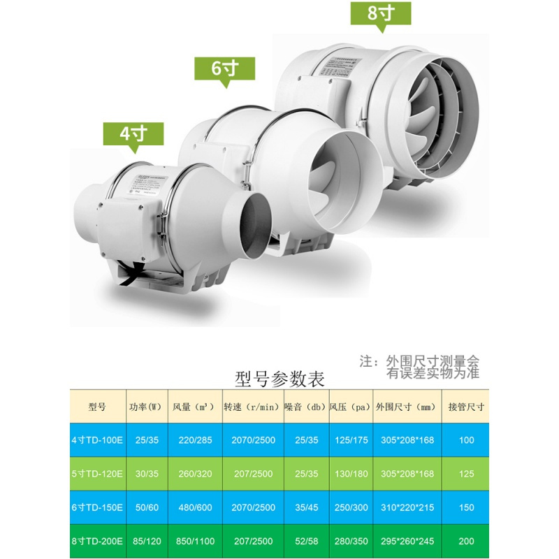 圆形管道风机卫生间纳丽雅静音排风强力厨房油烟换气扇
