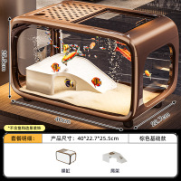 探宠创意鱼缸家用轻奢带盖新款造景生态缸批发高透防摔桌面小型水族箱 【棕色】轻奢基础款