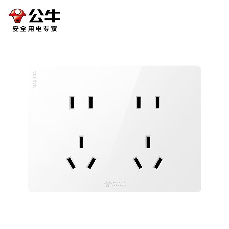 公牛(bull)G59-Z423 插座明装超薄墙壁多孔位插座大板明线超薄十孔明装盒G59高清大图