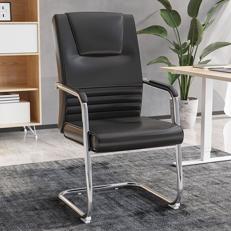 戴劲皮质会议椅椅子电脑椅办公椅会议培训椅网布椅弓形椅职员座椅H-2高清大图