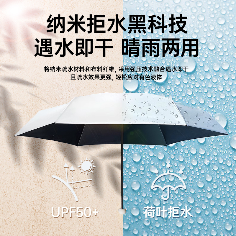 六折太阳透明伞女防晒防紫外线小巧便携遮阳伞晴雨两用迷你卡片口袋伞高清大图