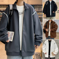 开衫卫衣男士春秋款运动棒球服宽松男装立领拉链外套夹克上衣. 4XL 深灰色