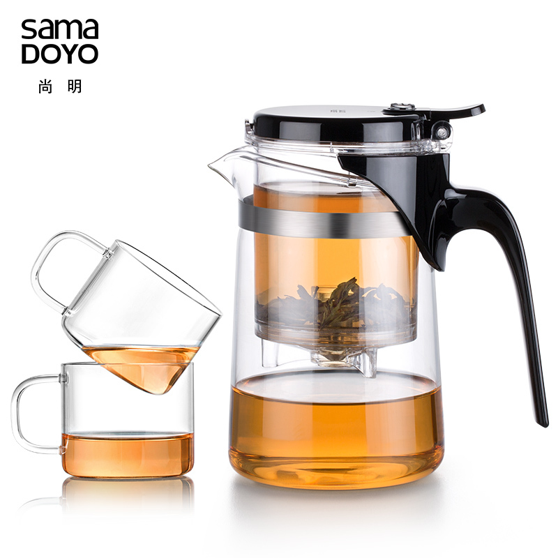 尚明飘逸杯泡茶壶玻璃懒人泡茶器一键过滤加厚茶具耐高温冲茶器家用茶壶