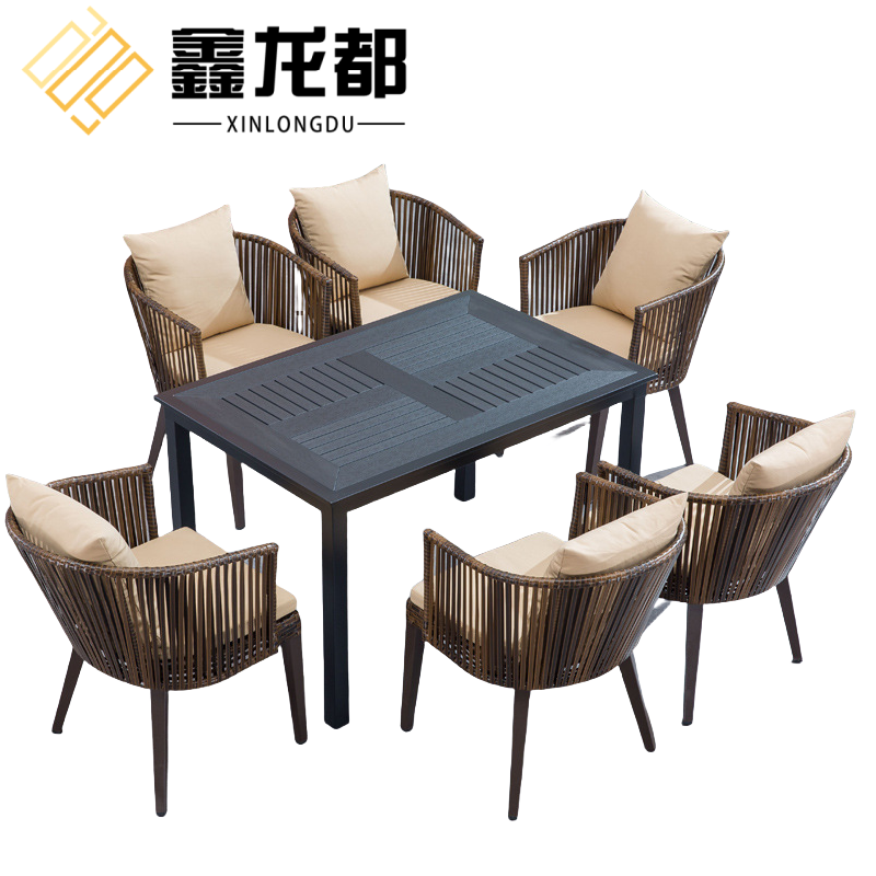 鑫龙都户外桌六椅套
