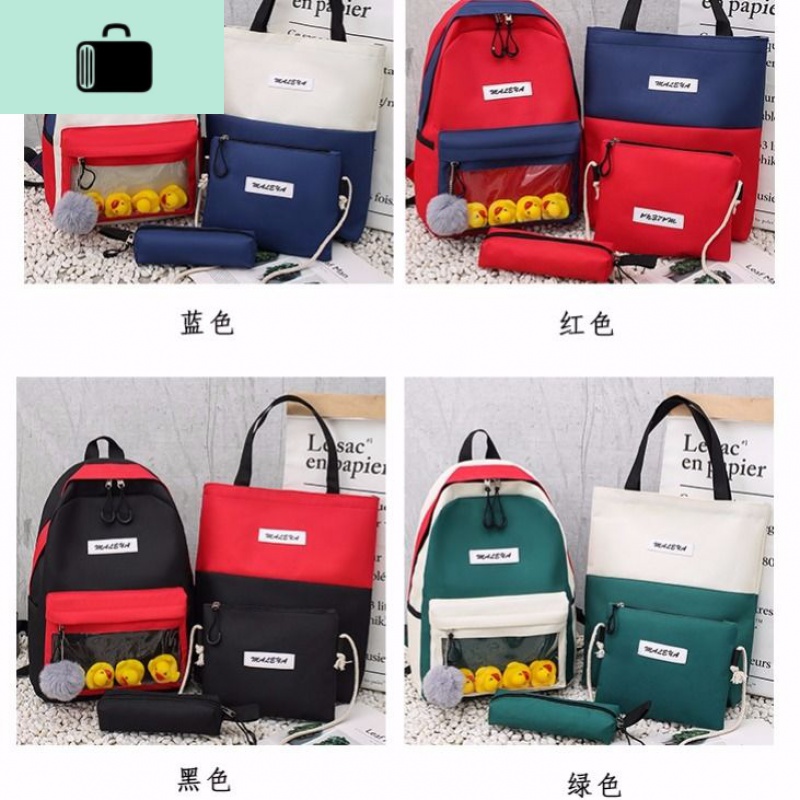 帆布书包女学生韩版ins超火高中初中双肩包女2019新款网红小背包NEWLAKE高清大图