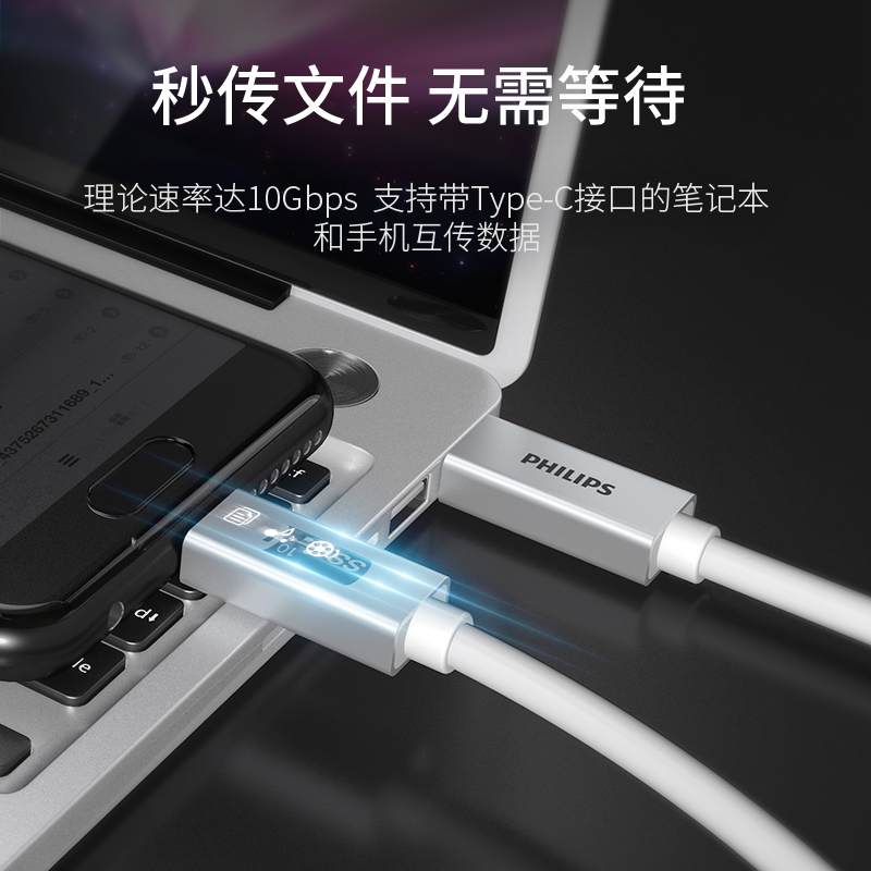 飞利浦typec数据线pd快充线双头ctoc公对公macbook充电ipadpro安卓 SWR1621C-1米