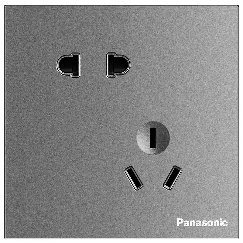 松下(Panasonic)悦宸灰色开关插座家用86型墙壁开关单联开关面板一开单控五孔插座