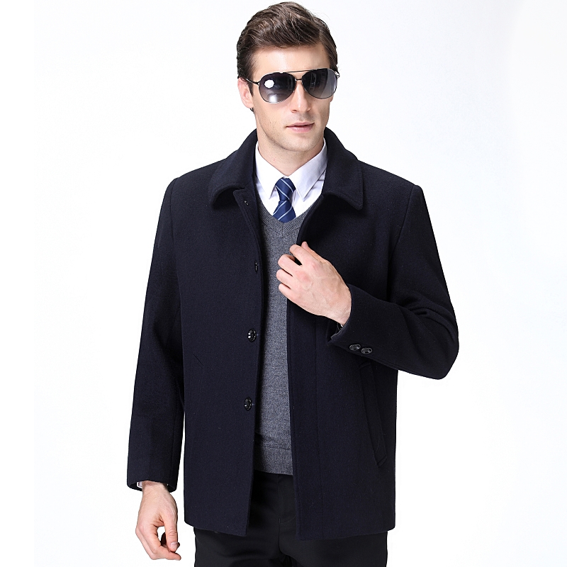 免费试穿 男士羊绒大衣商务休闲加绒外套男中老年加肥加大码爸爸装