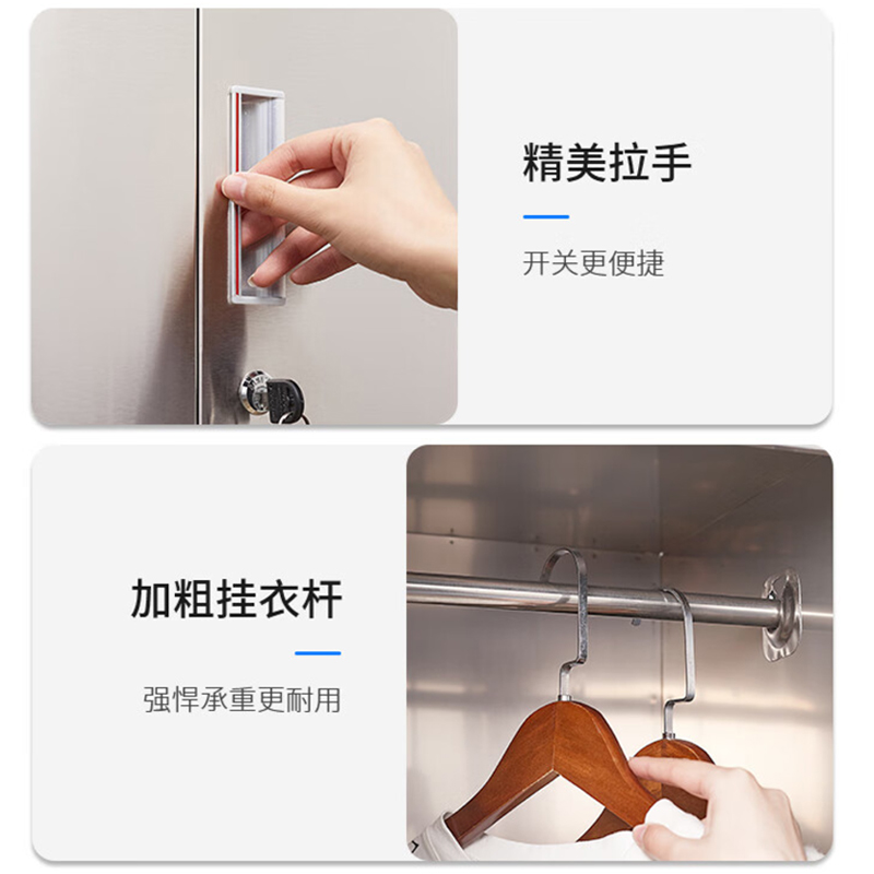 帅畅不锈钢更衣柜员工衣柜储物柜更衣室储物柜201九门储物柜(不带板)高清大图