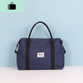 小行李包女短途旅行包男韩版帆布迷你轻便手提行李袋简约旅游包潮NEWLAKE 蓝底黑带大