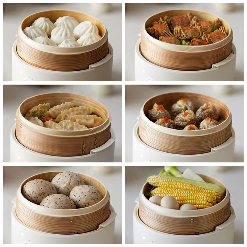 OLAYKS 2L竹笼电蒸锅电炖锅2层陶白 OLK-03-02A DZG03003高清大图