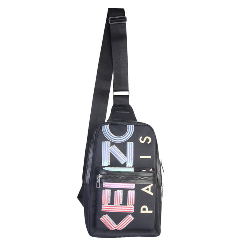 [直营]Kenzo 高田贤三 男士黑色字母logo图案胸包男士腰包 FA55SF220F26-99