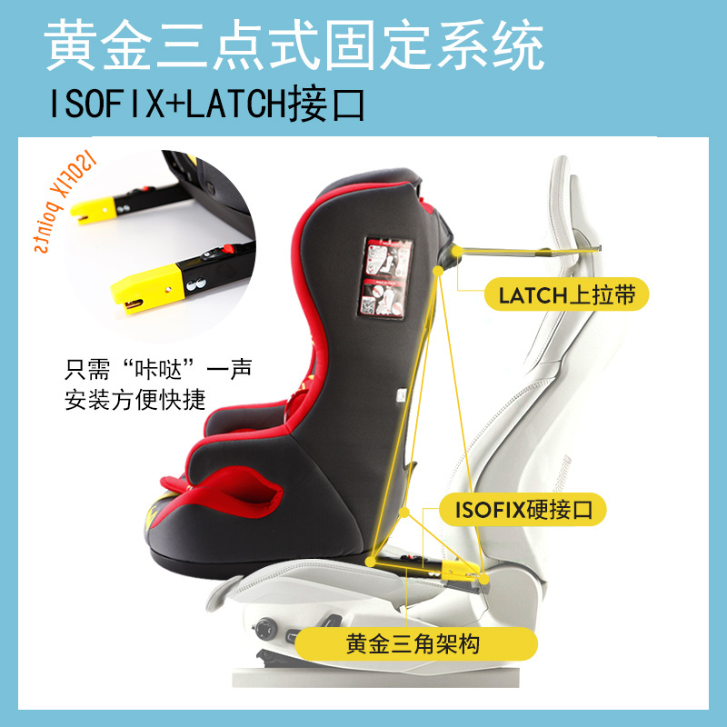 Cosatto儿童安全座椅汽车用宝宝婴儿9个月-3-12岁车载通用便携式isofix小女孩