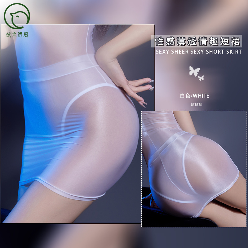 欲之诱惑情趣内衣透视连体衣死库水裆部开缝高弹紧身情趣内衣女 白色小裙 均码