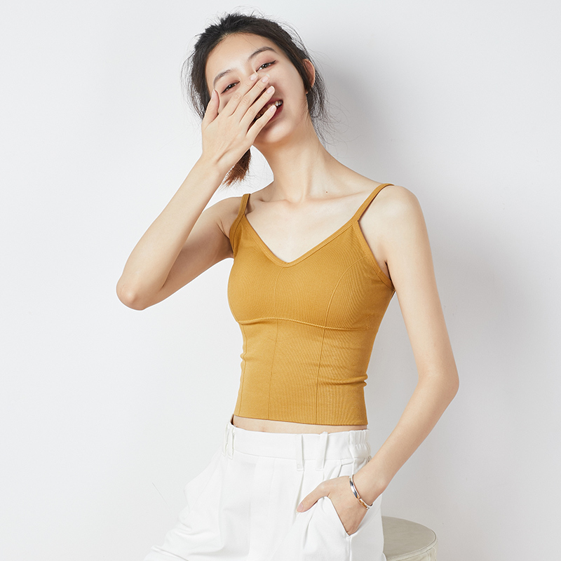 唐狮u型美背内衣女夏吊带背心式打底带胸垫抹胸内搭上衣文胸一体