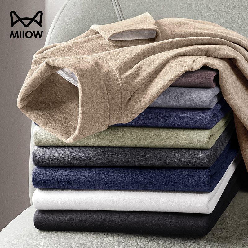 猫人羊毛桑蚕丝高领打底衫男士2026百搭高弹保暖长袖t恤上衣280g高清大图