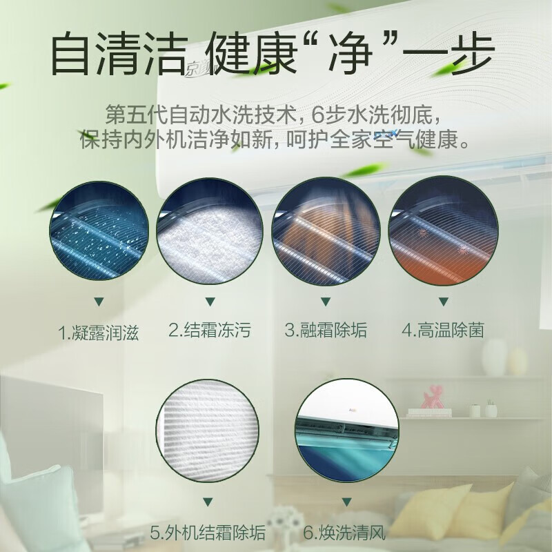 奥克斯(AUX)空调挂机 1.5匹变频新一级 冷暖自清洁家用挂壁式空调KFR-35GW/BPR3AQJ18(B1)