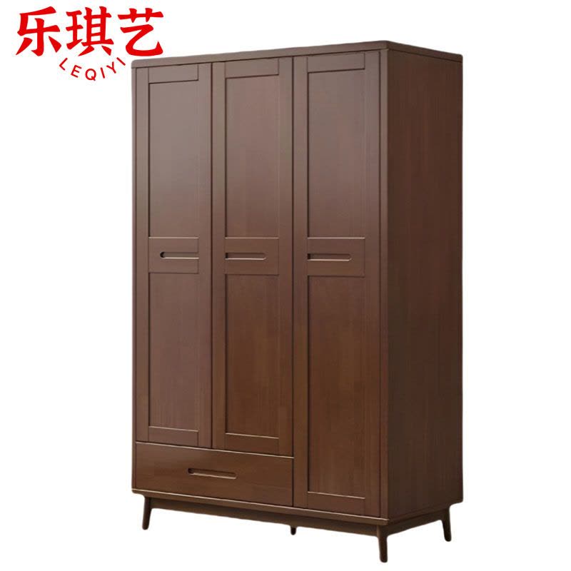 乐琪艺 实木衣柜 胡桃色三门 129.5*60*196.5cm 台图片