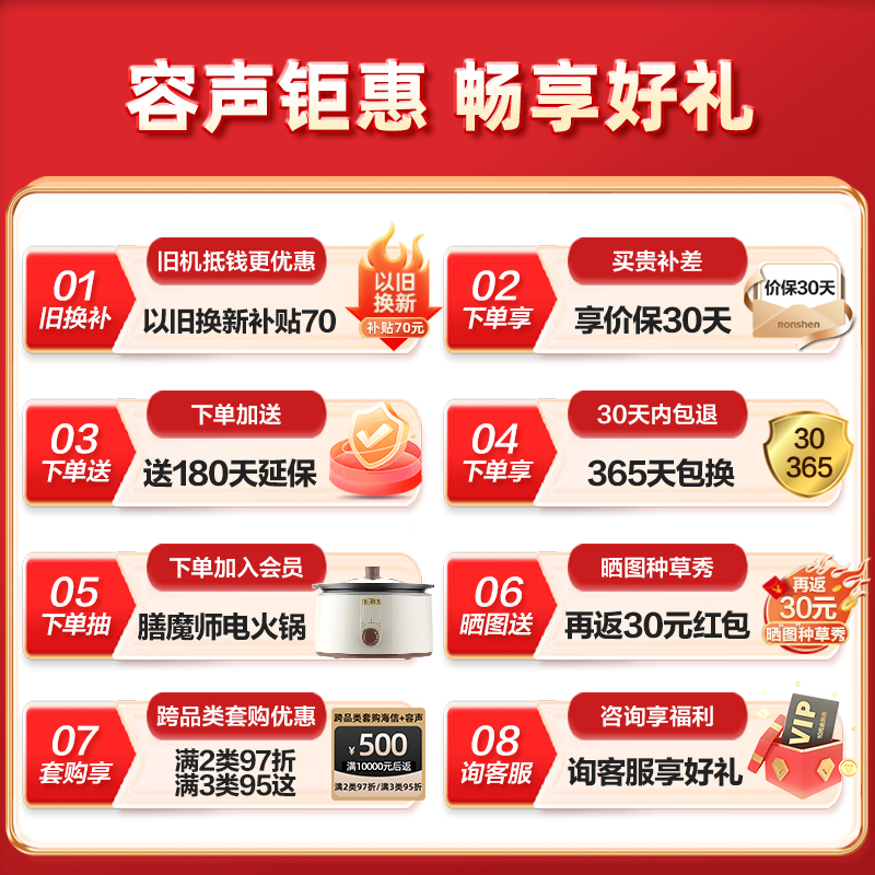 容声(Ronshen)206升 三门式三开门电冰箱 小型租房宿舍 家用 节能省电 冷冻冷藏BCD-206D11N