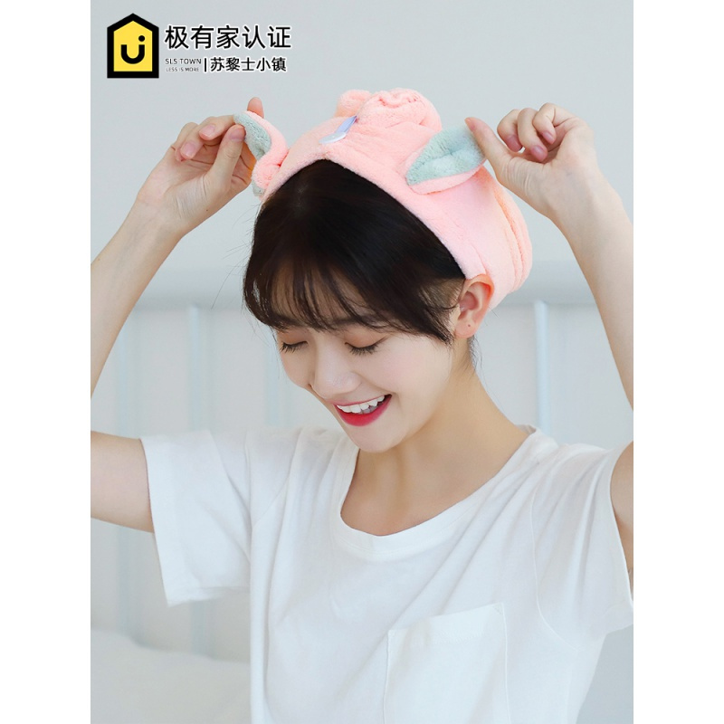 儿童干发帽女可爱韩国女童吸水速干擦头发毛巾包头巾浴帽干发巾 三维工匠 1浅紫+1卡其(成人款)