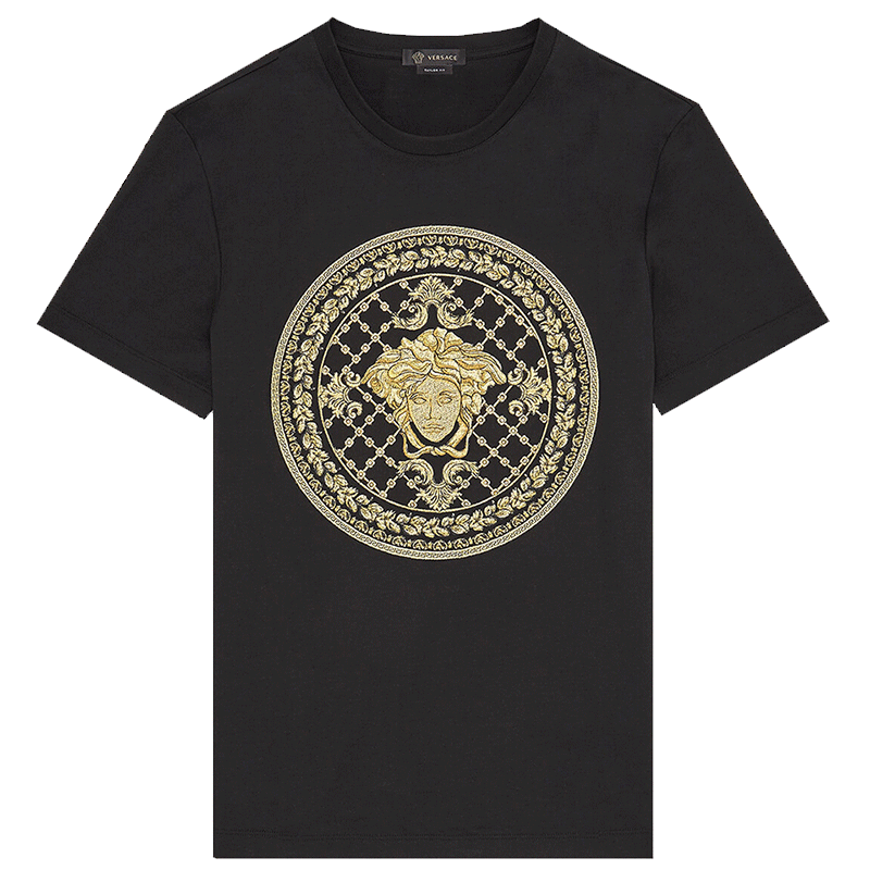 versace/范思哲男士刺绣美杜莎休闲时尚棉质短袖t恤衫a87390 a228806