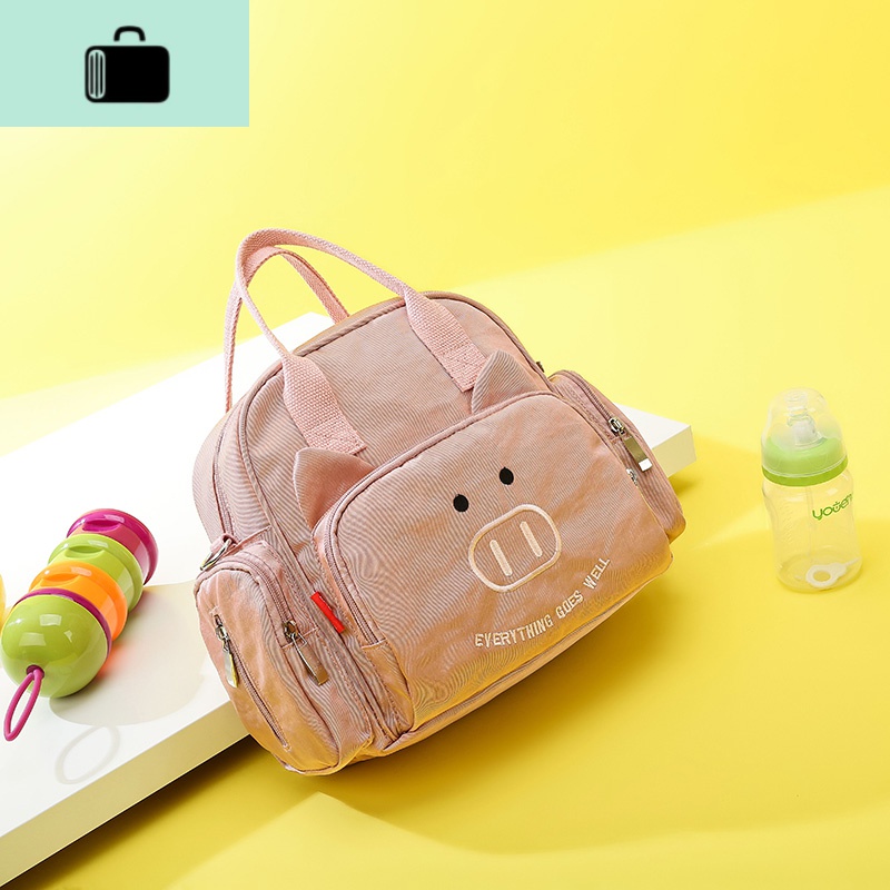 时尚妈咪包2020新款多功能斜挎小号外出手提单肩轻便母婴包双肩女NEW LAKE女士双肩包 粉红色刺绣版