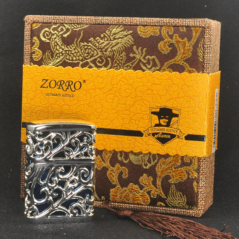 ZORRO佐罗铜壳煤油打火机 防风创意镂空男士打火机创意商品个性生日礼物高清大图