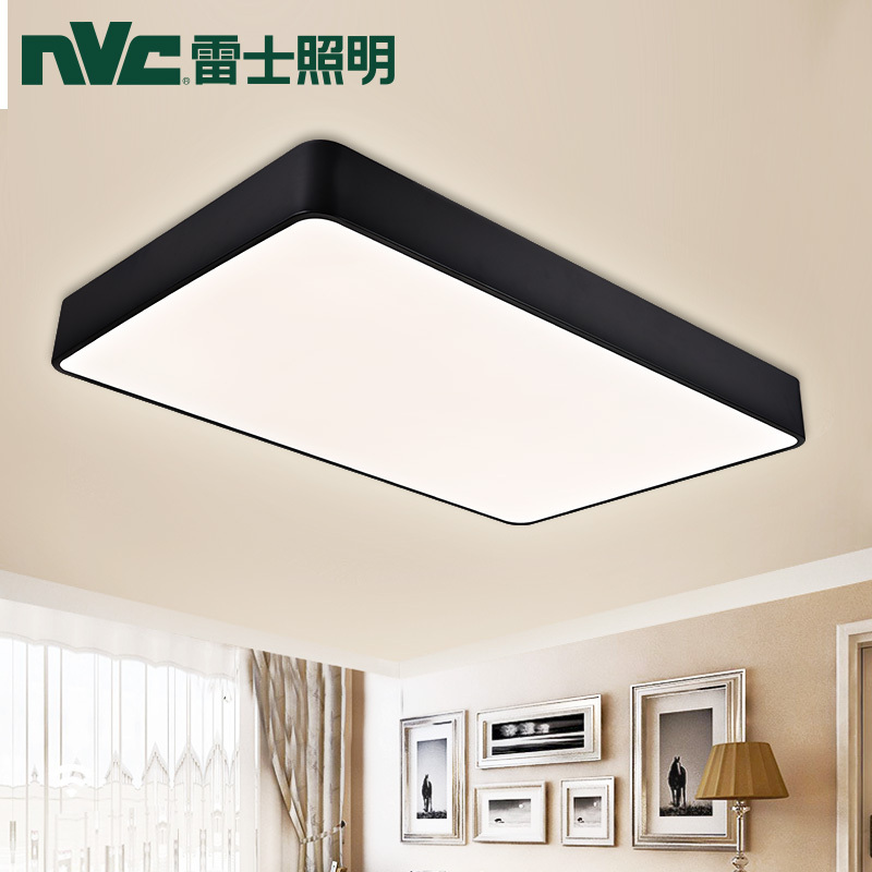 雷士照明NVC 北欧黑客厅吸顶灯简约现代长方形卧室餐厅吊灯调光LED亚克力创意黑色苹果灯具套餐灯饰组合15㎡