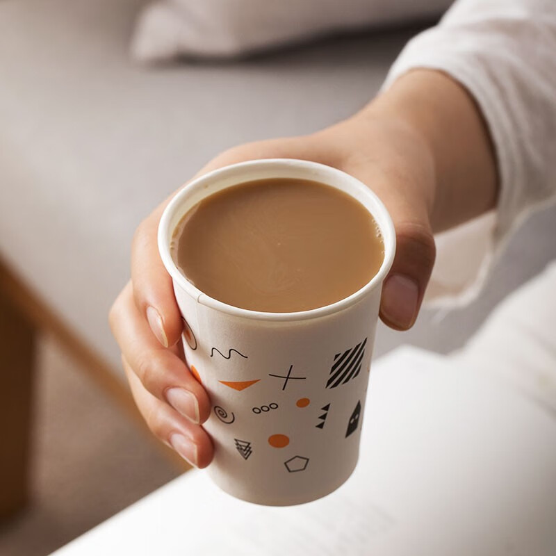 茶花(CHAHUA)一次性纸杯加厚淋膜防漏咖啡杯纸杯子 225ml 40只*2包 3113P[清]高清大图