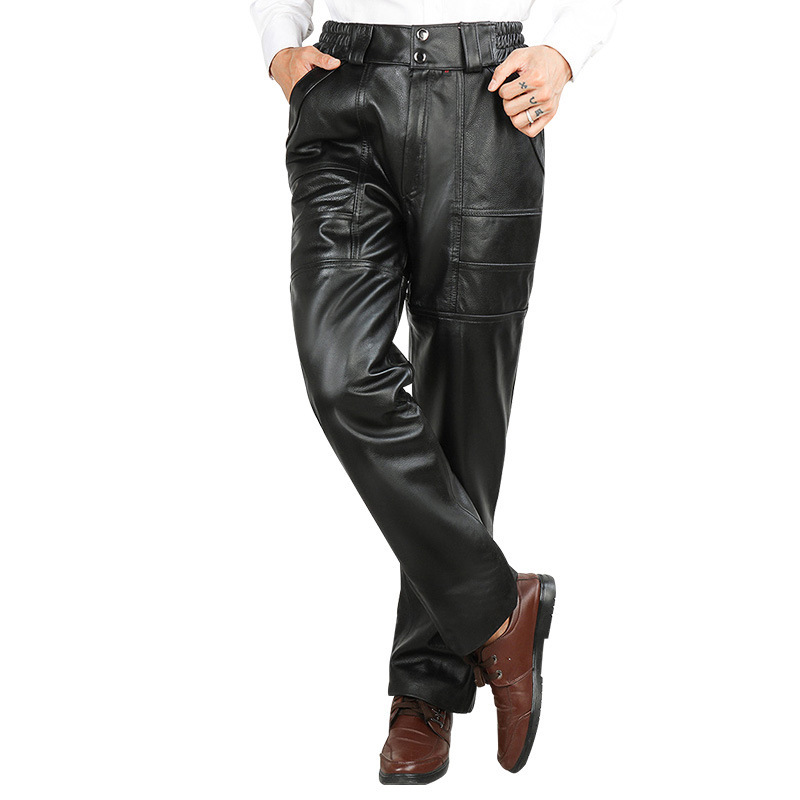 举翼王子皮裤男款真皮男士中老年保暖秋冬头层羊皮裤子摩托骑行裤子