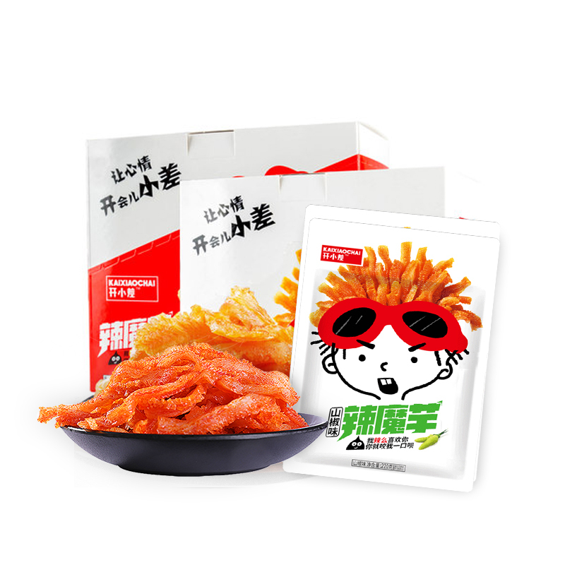 开小差山椒味220g辣魔芋素毛肚休闲小吃