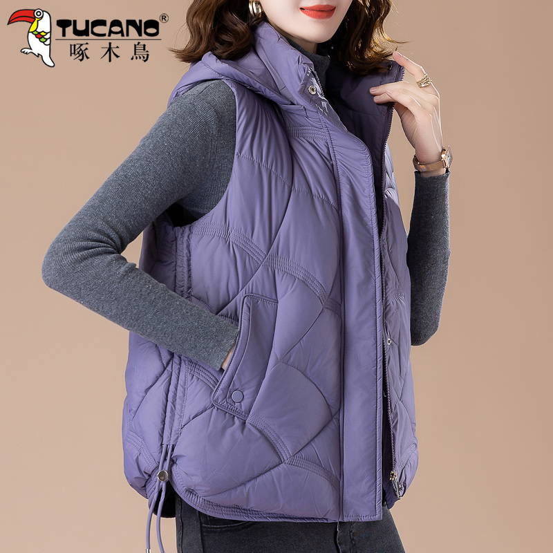 啄木鸟女士羽绒棉马甲女冬季2024新款妈妈洋气减龄轻薄款保暖马减高清大图