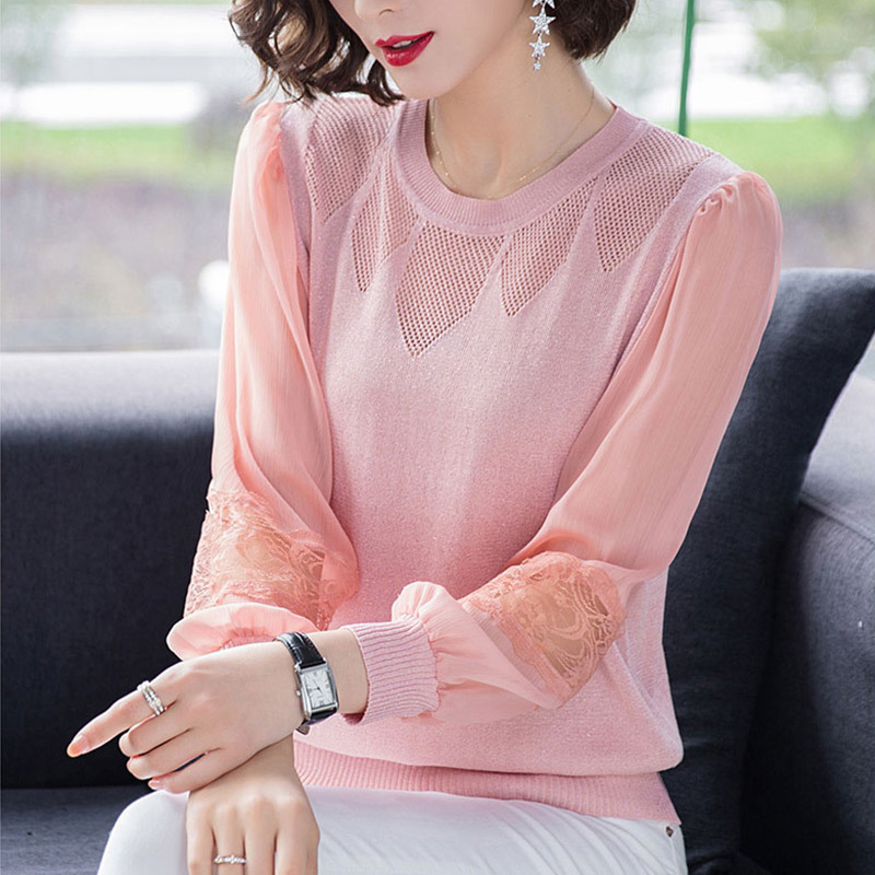 子沫雨长袖t恤女中年妈妈秋装新款女装冰丝针织衫2021秋季薄款上衣内