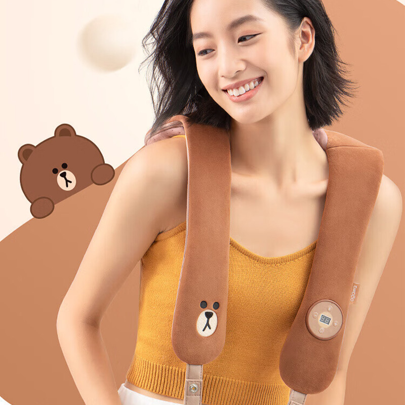 奥佳华颈椎按摩器自动定时深层捶打恒温热敷按摩披肩布朗棕OG2615高清大图