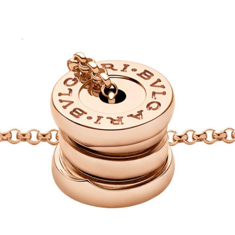 bvlgari宝格丽22春夏新款bzero1系列18k金玫瑰金刻字弹簧项链357255