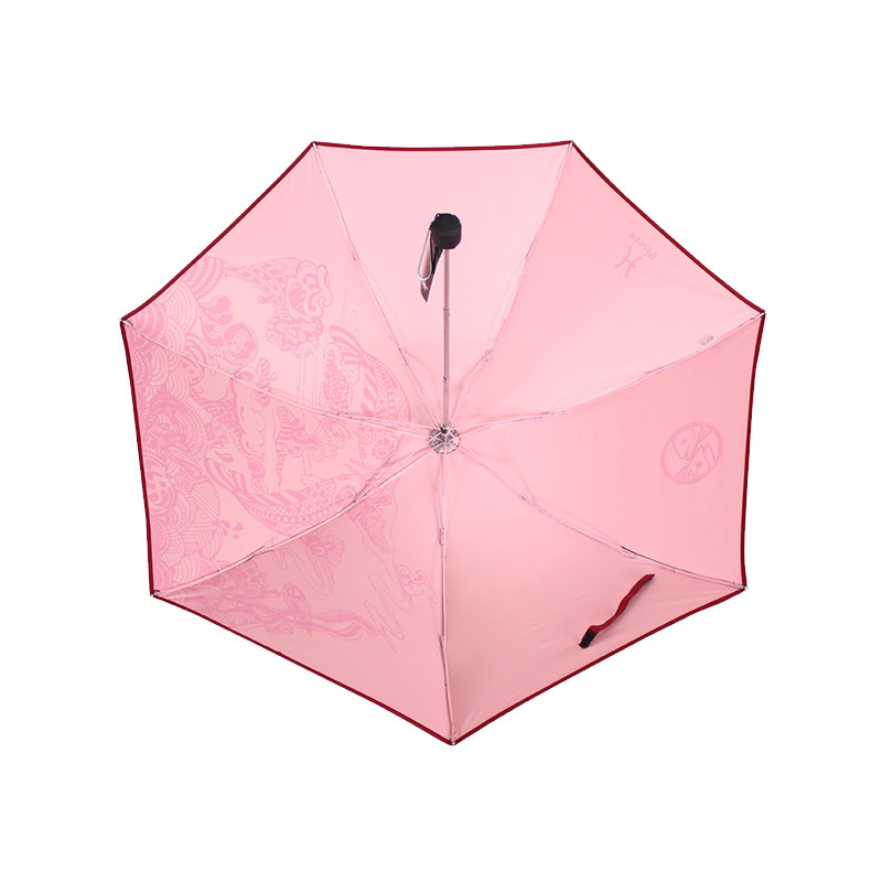 天堂伞 星座寄语黑胶丝印星座三折铅笔晴雨伞太阳伞 33245E高清大图