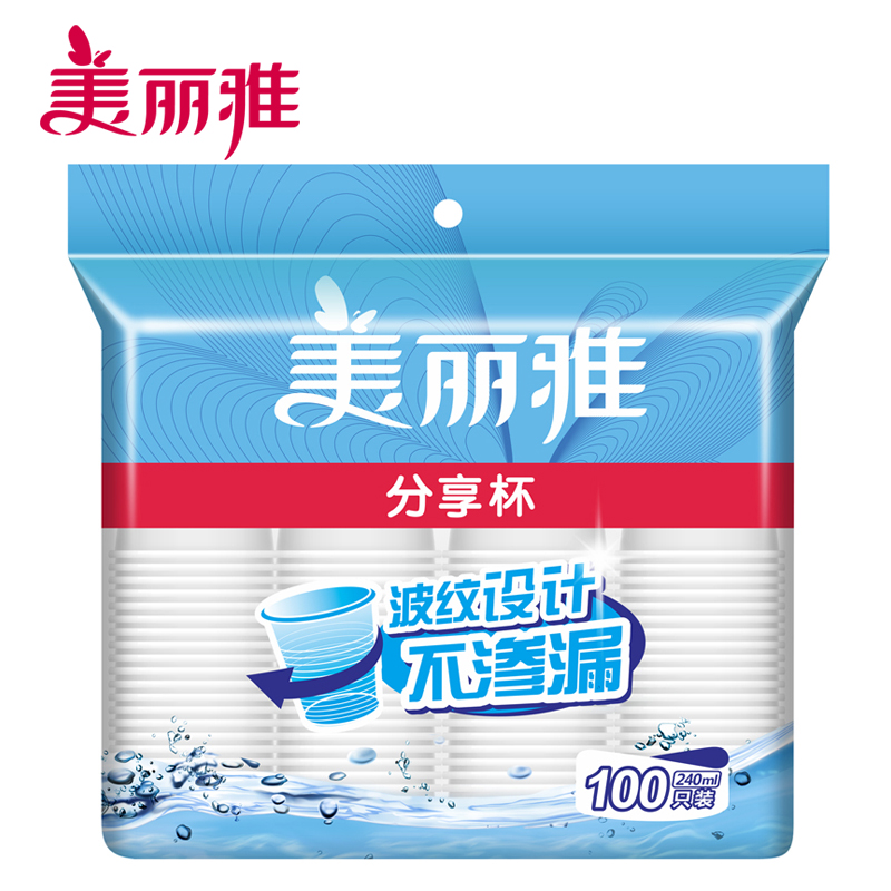 美丽雅maryya 分享杯 塑杯 一次性杯子240ml*100只 聚乙烯(PE) 100-150只 一次性使用高清大图