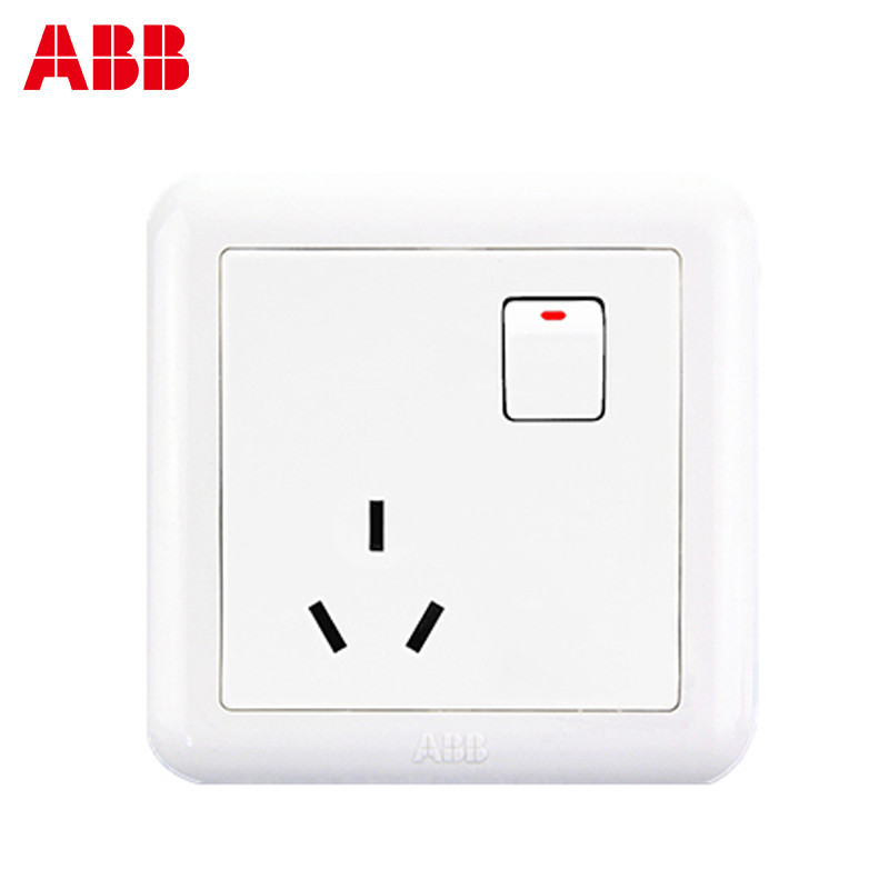 瑞士ABB 开关插座 德静一位三极带开关插座 16AAJ228