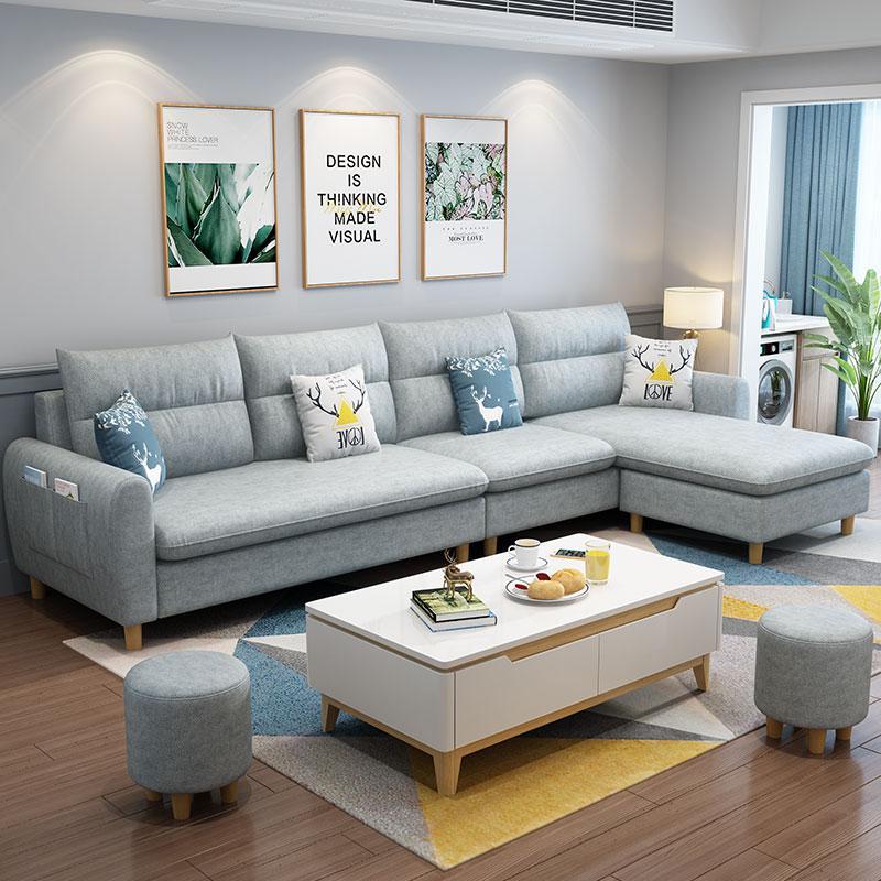 北欧沙发大小户型家具客厅现代简约风格免拆洗科技布艺三人位整装