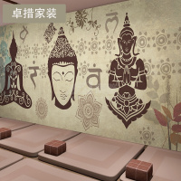 3D佛教禅意中式佛手莲花瑜伽馆壁纸大型壁画客厅卧室玄关无缝墙纸壹德壹