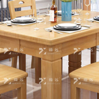 臻远 实木餐桌椅组合原木色长方形餐桌椅 1.3米一桌六椅