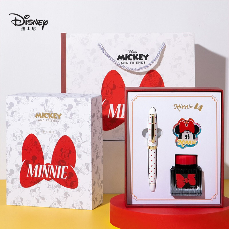 迪士尼(Disney)E0270M浪漫米妮钢笔礼盒套装 新年礼物开学礼盒节日生日礼物 高档精致吸墨硬笔书法学习用品