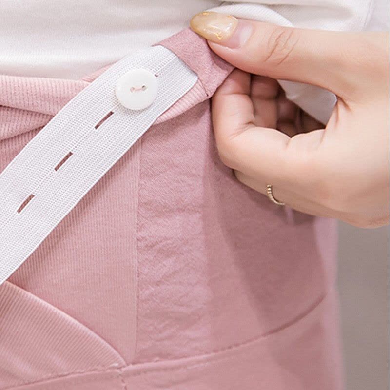 迪鲁奥(DILUAO)孕妇装2021孕妇裤子夏季新款薄款棉麻九分裤孕妇装休闲裤托腹裤可调节扣图片