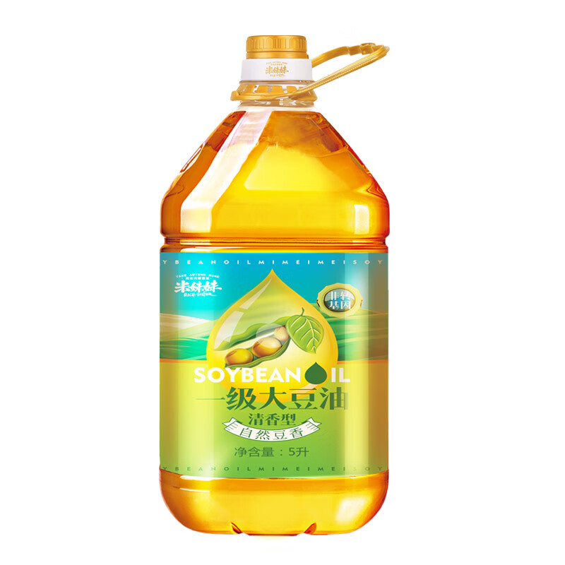 米妹妹一级大豆油5L桶装浸出工艺GB2716标准国产食用油健康烹饪优选