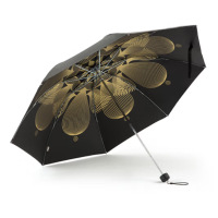 [Y]天堂金色雨季全遮光黑丝黑胶三折晴雨伞34156E(57cm*8K)(单位:把)