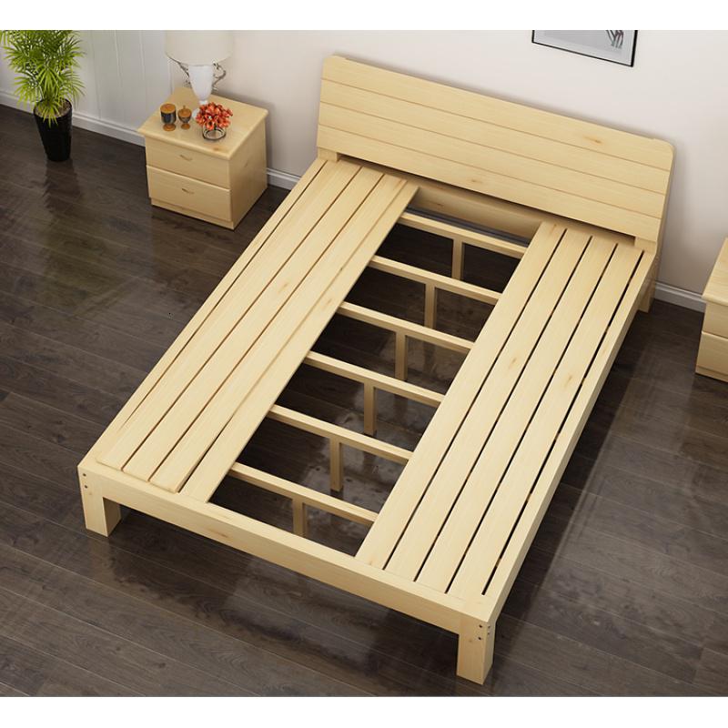 一米五的床原木床免漆全实木双人床出租房用2米经济型组装床租房欧因